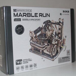 ROKR NEW Marble Run Manual/Electric LGC01 Spaceport 3D Wooden Puzzle Toy Kit